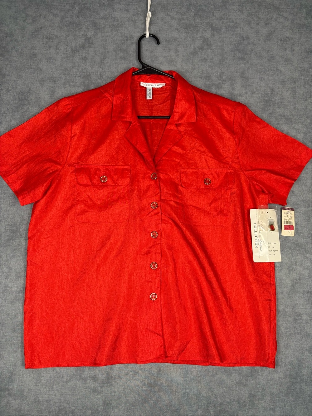 Vintage Laura & Jayne Collection Blouse Size 16 NWT Poppy Red Shoulder Pads